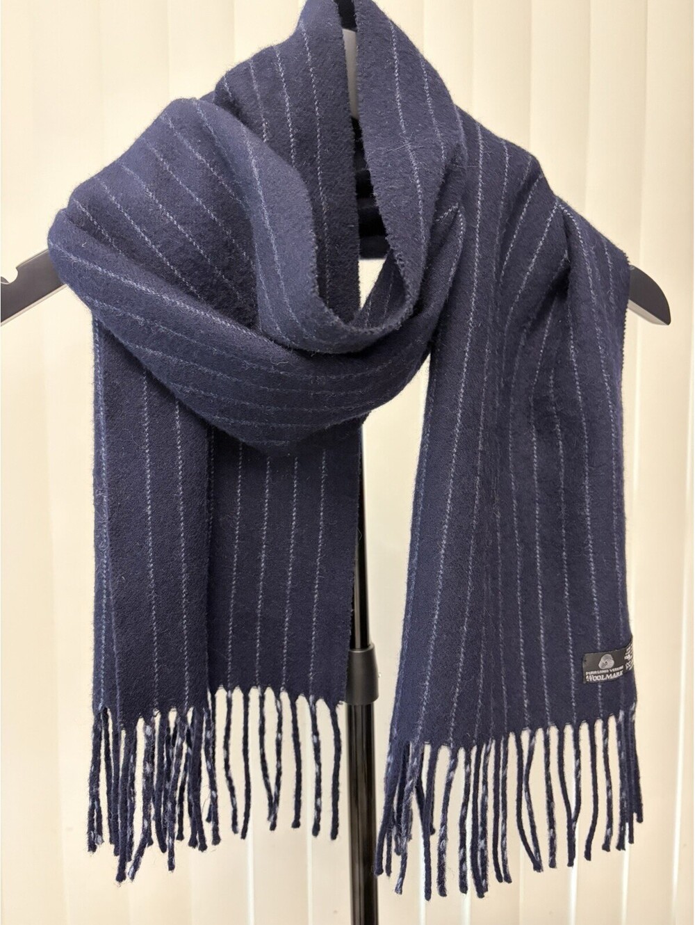 Woolmark Black Stripe Scarf  100% Fine Wool